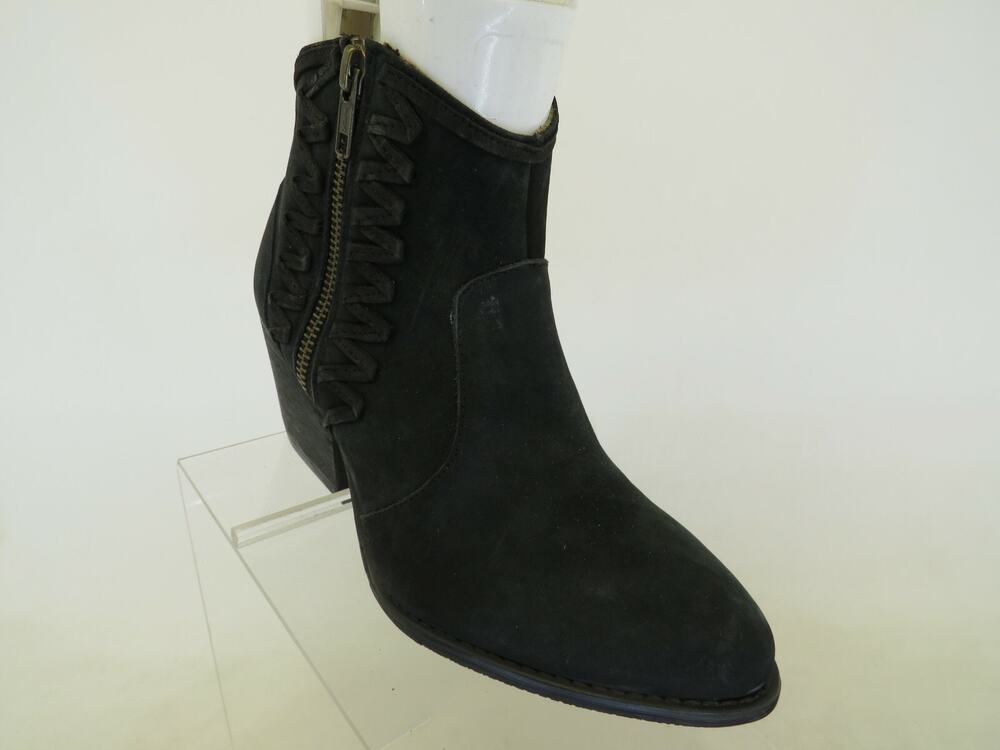 Musse & Cloud Womens Black Leather Ankle Boots Bootie Size 6 M